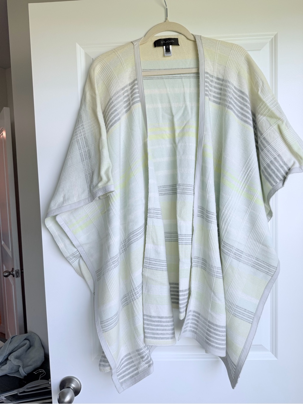 St John Knits Wool & Leather Wrap - Cream, Butter Yellow, Platinum